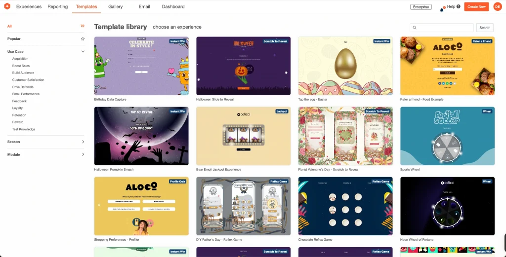 You choose how you want to build: start from scratch for full control, or pick from 200+ ready-to-use templates. Select a template to get a proven layout and flow you can customise fast.