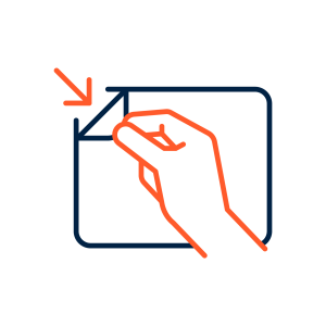 Icon representing a peel to reveal game where users remove a layer to see a reward